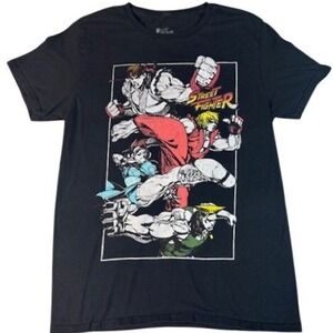 Street Fighter Graphic Tee Mens Medium Black Capcom Ryu Ken Chun-Li Shirt